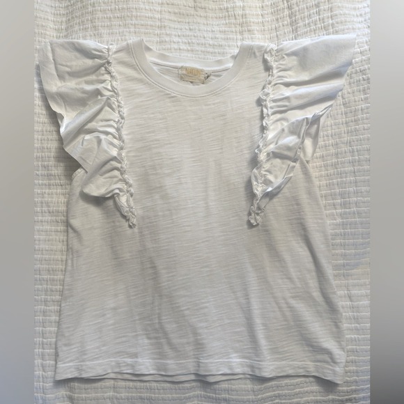 Nation LTD Tops - Nation LTD‎ Para Boxy Tee 100% Cotton White Ruffle Sleeveless- Small